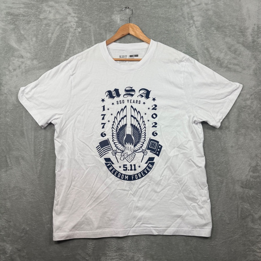 5.11 Tactical Graphic T-Shirt Mens XL White USA 250 Years Freedom Forever Eagle
